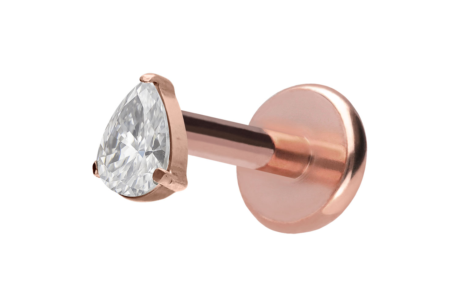 Titan Labret Piercing mit Push Fit KRISTALLTROPFEN